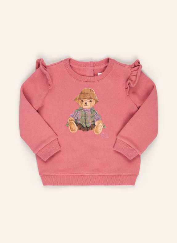 POLO RALPH LAUREN Sweatshirt mit Rüschen PINK / HELLBRAUN / GRÜN