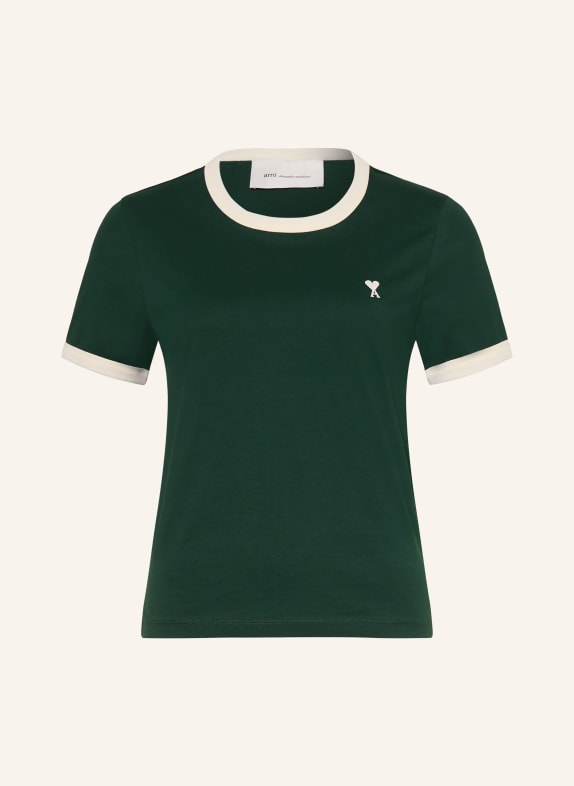 AMI PARIS T-Shirt DUNKELGRÜN / CREME