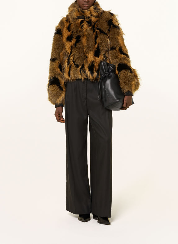 RINO & PELLE Faux Fur Jacket BROWN / BEIGE / BLACK