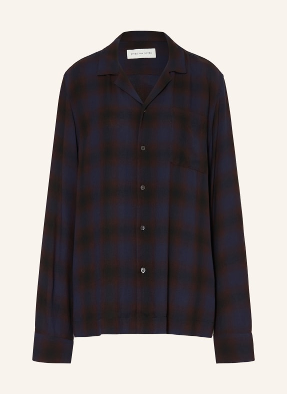 DRIES VAN NOTEN Chemise de vacances CARLTY Comfort Fit BLEU FONCÉ / MARRON FONCÉ
