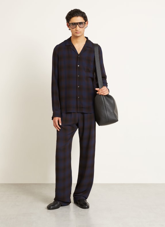 DRIES VAN NOTEN Resortskjorte CARLTY Comfort Fit MØRKEBLÅ / MØRKEBRUN