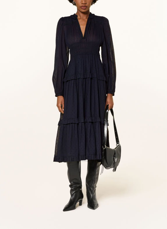 ULLA JOHNSON ARDELLE Dress with Ruffles DARK BLUE