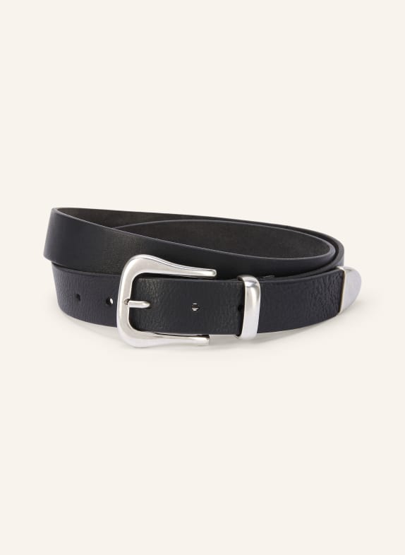 POST & CO Leather belt BLACK / SILVER