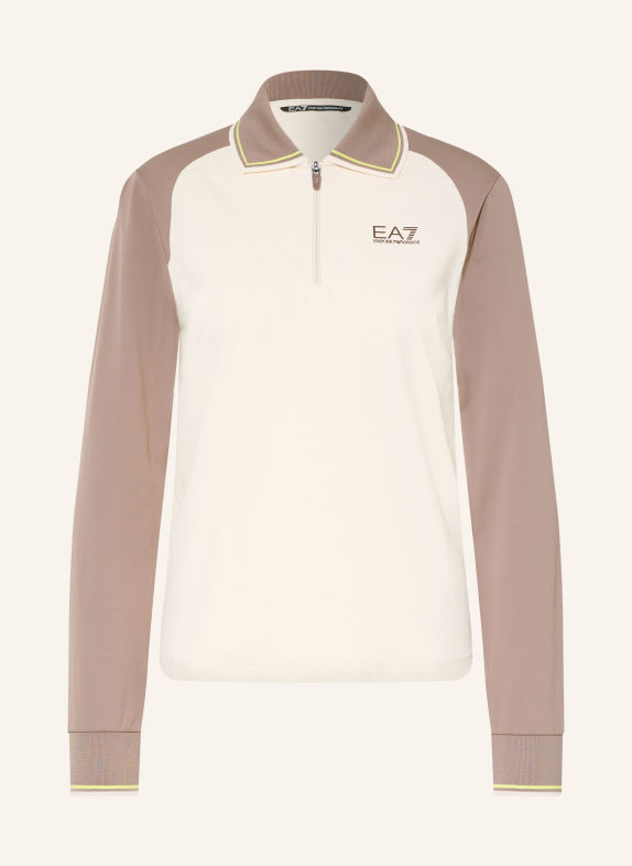 EA7 EMPORIO ARMANI Functional polo shirt TAUPE / CREAM / YELLOW