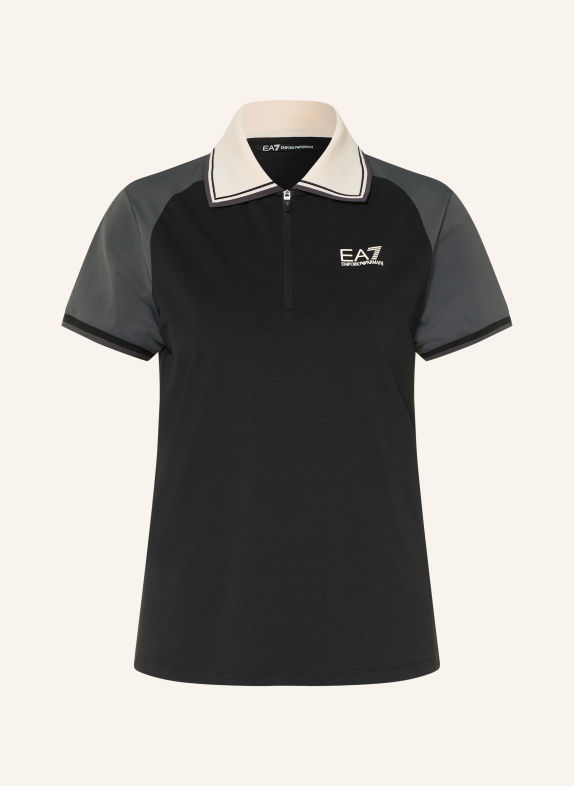 EA7 EMPORIO ARMANI Funktions-Poloshirt SCHWARZ / DUNKELGRAU / WEISS