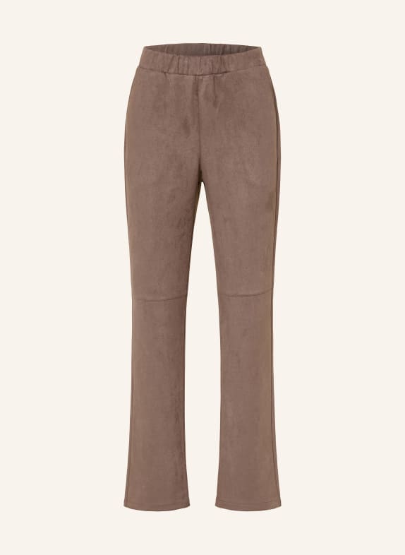 monari Broek met leerlook TAUPE