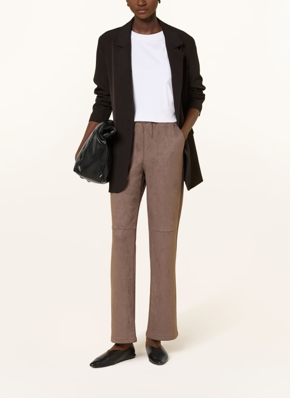 monari Broek met leerlook TAUPE