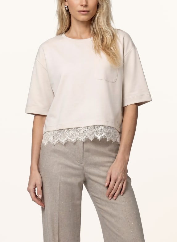 monari T-shirt met kant CRÈME