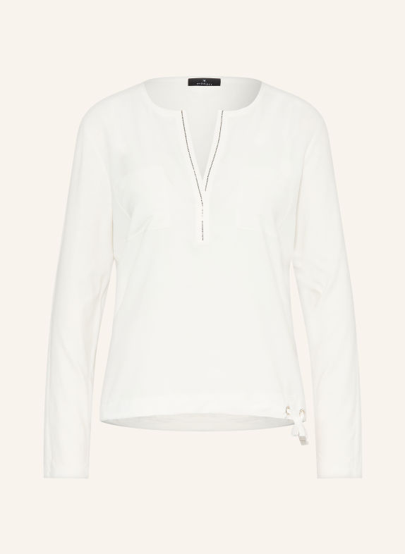 monari Blusenshirt im Materialmix mit Schmucksteinen WEISS