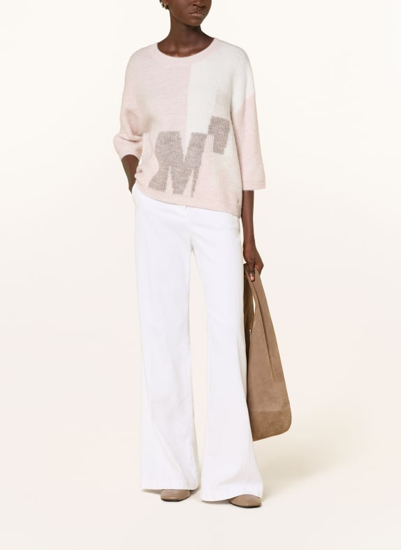 monari Trui met 3/4-mouwen ROSE CLAIR / TAUPE / WIT