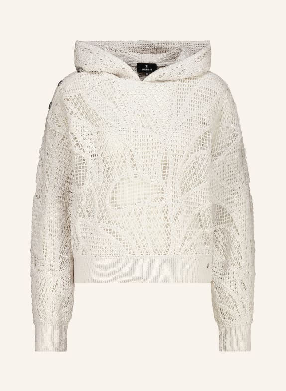 monari Gebreide Hoodie met glittergaren en pailletten WIT