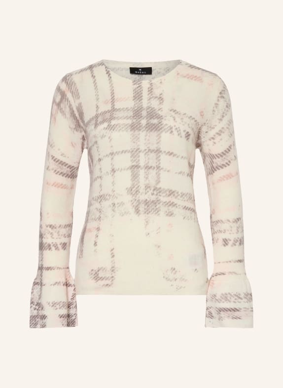 monari Sweater with ruffles and sequins ECRU / LIGHT PINK / GRAY