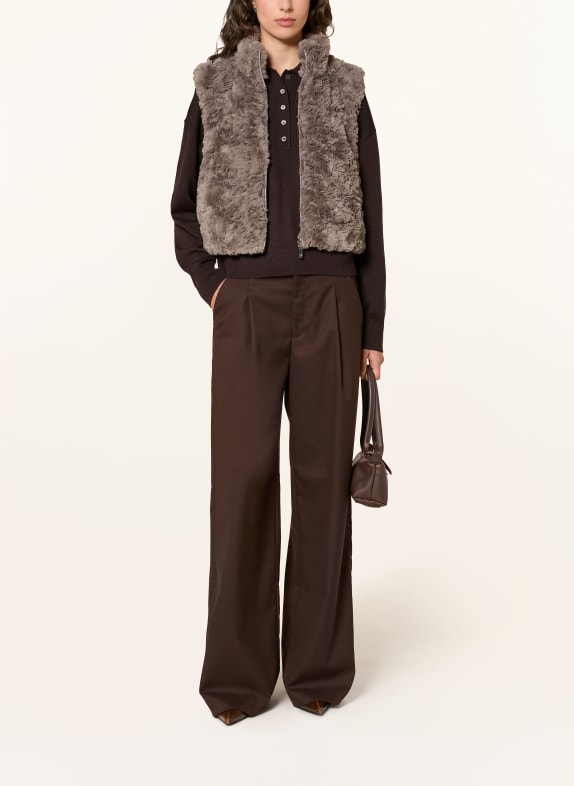 monari Veste sans manches en fausse fourrure TAUPE