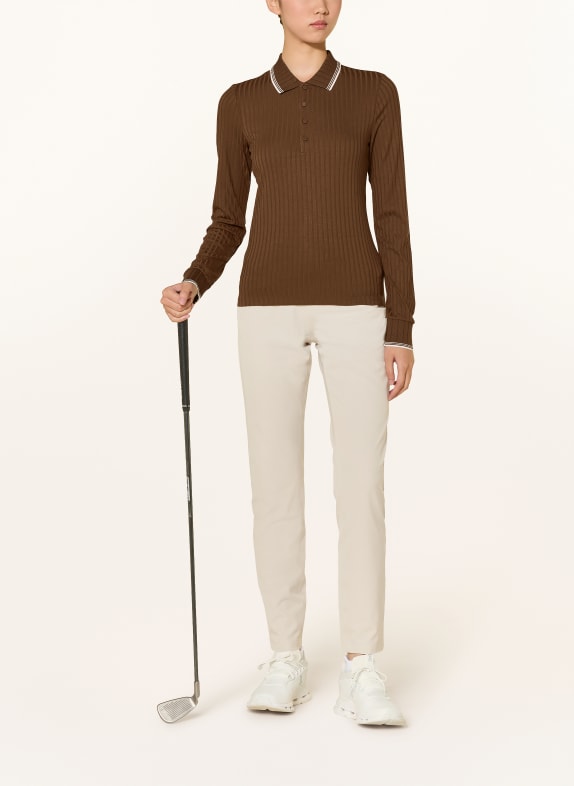 RLX RALPH LAUREN Jersey-Poloshirt BRAUN / WEISS