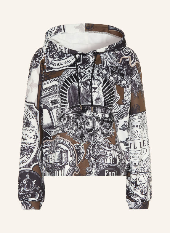 monari Sweatshirt met sierstenen ZWART / KAKI / WIT