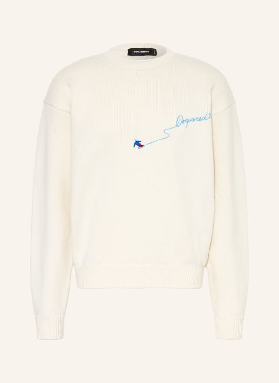 DSQUARED2 Pullover ECRU / DUNKELROT / HELLBLAU