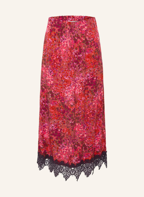 Rich & Royal Jupe en satin avec de la dentelle ROSE FUCHSIA / MARRON / LILAS