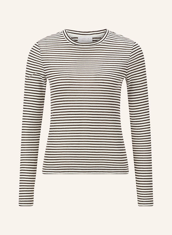 Rich & Royal Long-sleeve shirt with glitter yarn DARK BROWN / WHITE