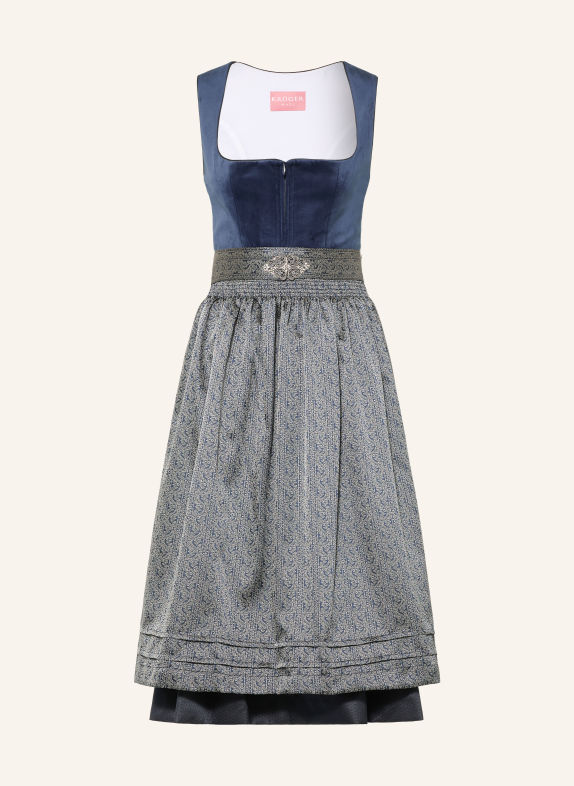 KRÜGER Dirndl AURELA DONKERBLAUW / GRIJS