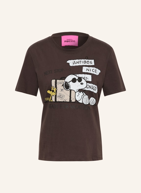FrogBox T-shirt met sierstenen MARRON FONCÉ / GOUD / WIT