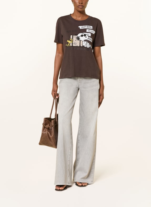 FrogBox T-shirt met sierstenen MARRON FONCÉ / GOUD / WIT