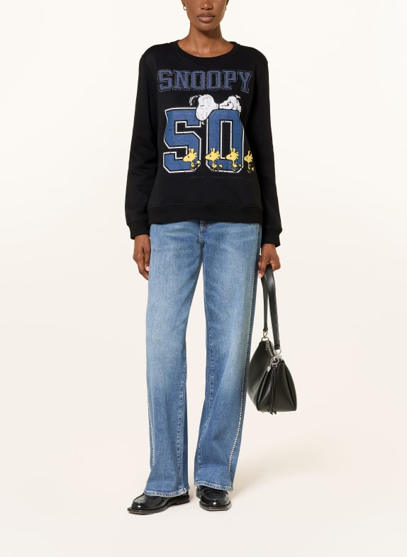 FrogBox Sweatshirt met sierstenen ZWART / GEEL / DONKERBLAUW