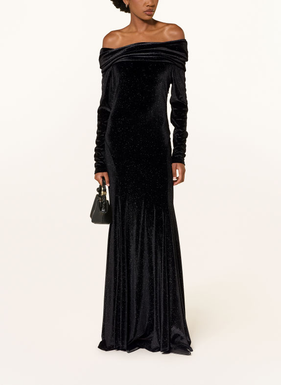 ESSENTIEL ANTWERP Off-Shoulder-Kleid KELLISSIMO aus Samt SCHWARZ