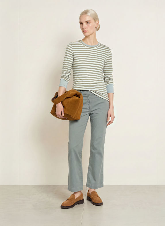 Marc O'Polo Longsleeve OLIV / WEISS