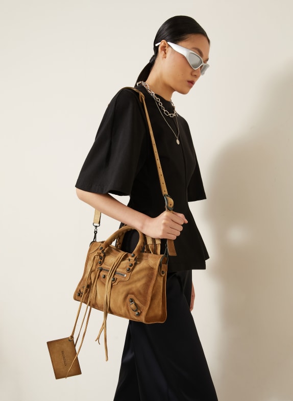 BALENCIAGA Sac à main LE CITY BAG SMALL COGNAC / NOIR