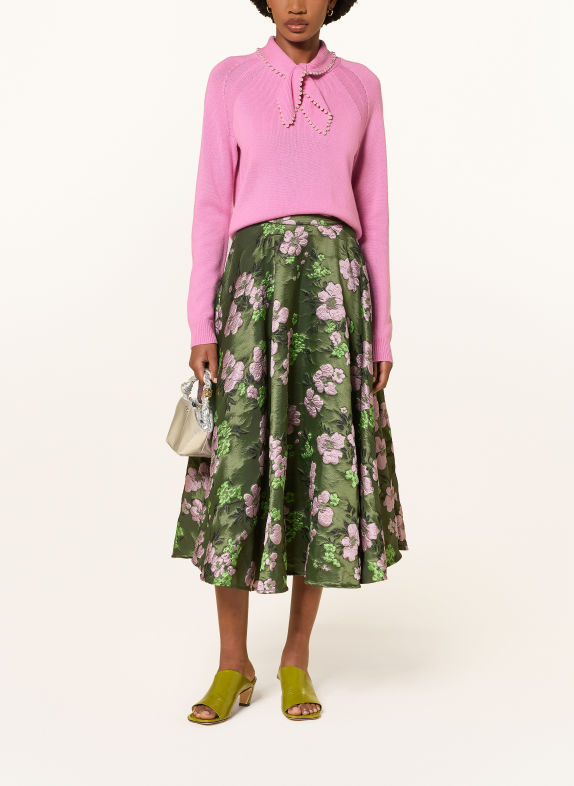 ESSENTIEL ANTWERP Pullover KASA mit Schluppe und Schmuckperlen PINK / WEISS
