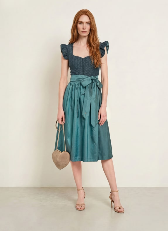 AlpenHERZ Dirndl MIU met glittergaren TURQUOISE / GRIJS
