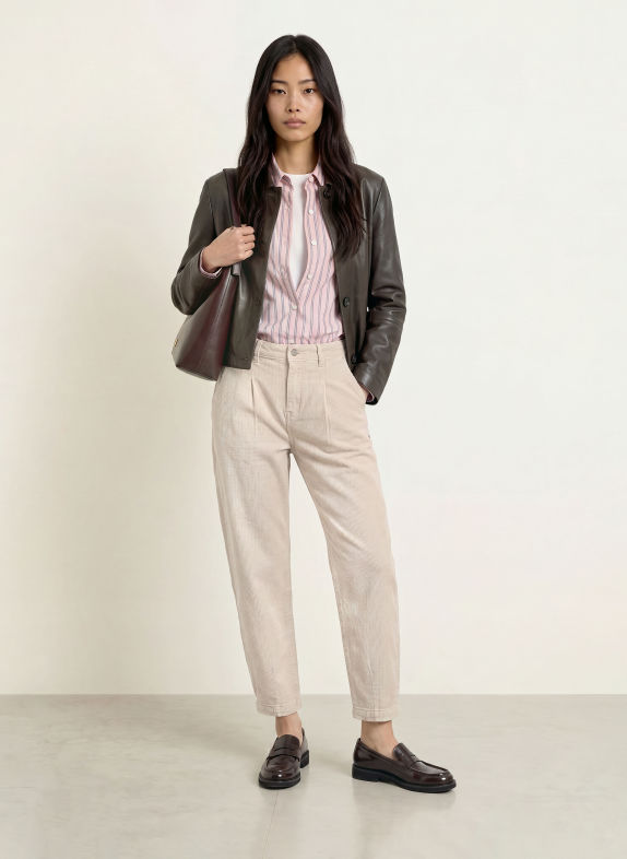 Buena Vista 7/8 broek van corduroy BEIGE