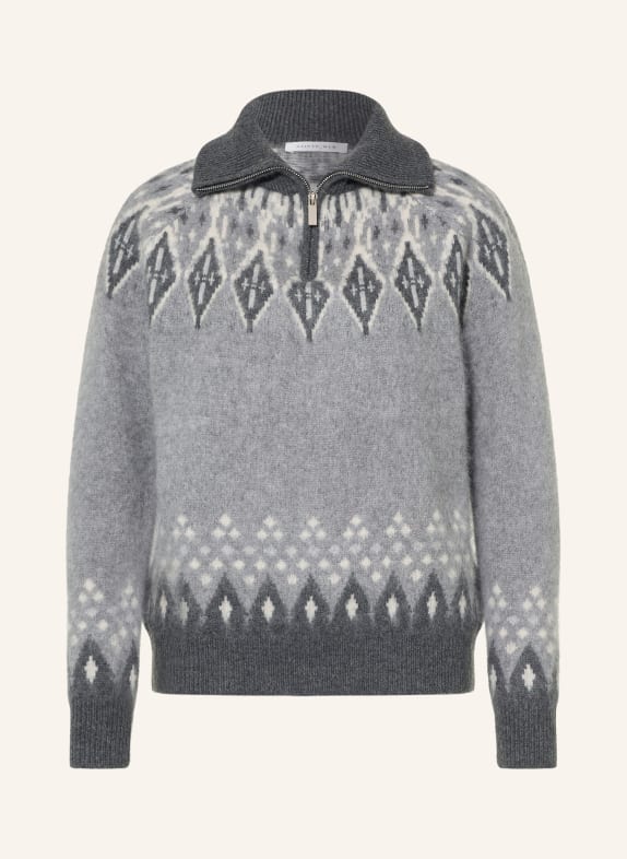 SAINTE MER Half-zip sweater with merino wool GRAY / LIGHT GRAY / DARK GRAY