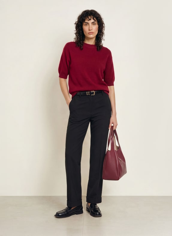 SAINTE MER Gebreid shirt met merinowol DONKERROOD