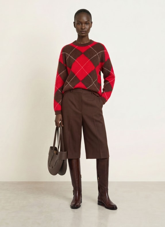SAINTE MER Trui met merinowol MARRON FONCÉ / ROOD / WIT