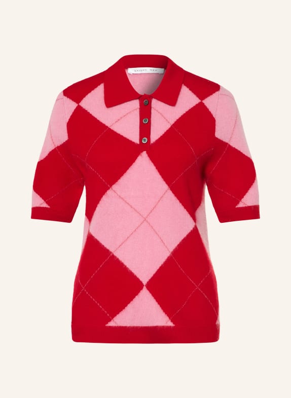 SAINTE MER Knit polo shirt with merino wool RED / DUSKY PINK / PINK