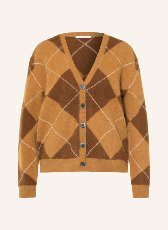 SAINTE MER Cardigan with merino wool COGNAC / DARK BROWN / CREAM