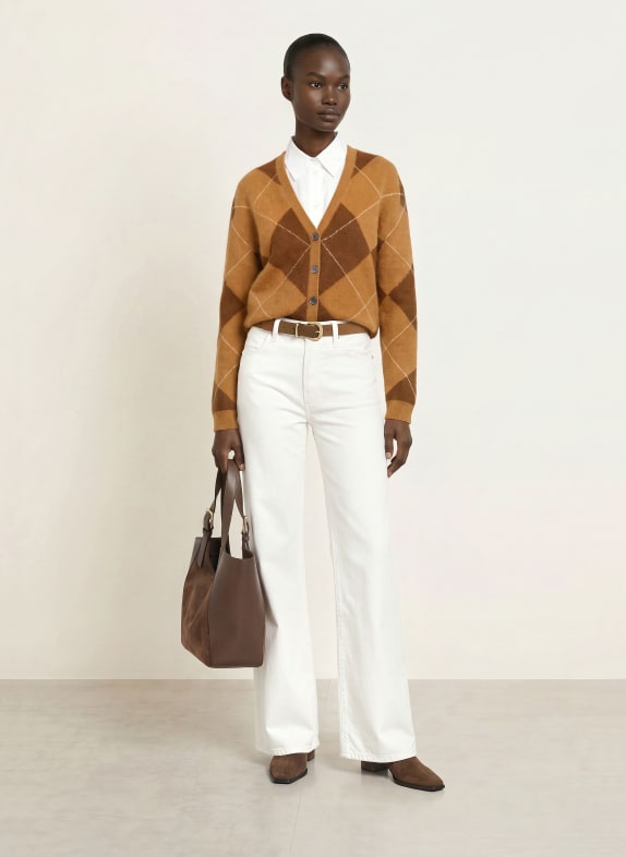 SAINTE MER Vest met merinowol COGNAC / MARRON FONCÉ / CRÈME