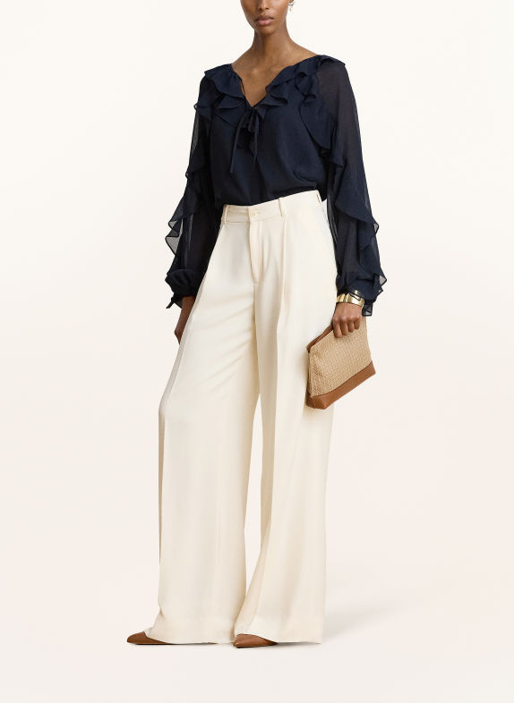 LAUREN RALPH LAUREN Blusenshirt mit Volants DUNKELBLAU
