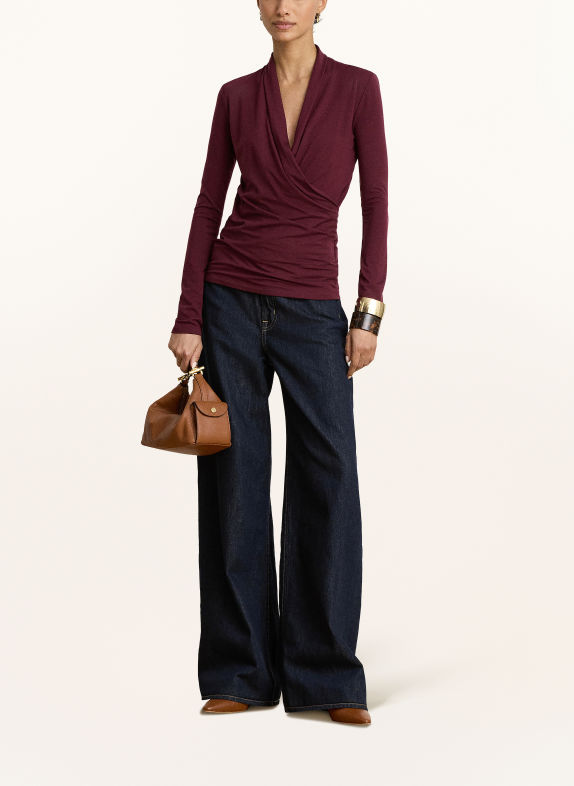 LAUREN RALPH LAUREN Longsleeve in Wickeloptik DUNKELROT