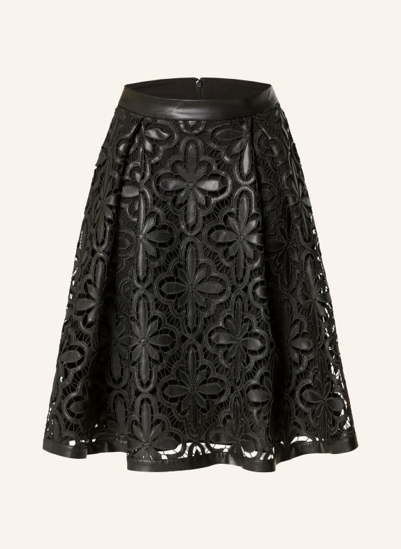 TALBOT RUNHOF Leather-look lace skirt BLACK