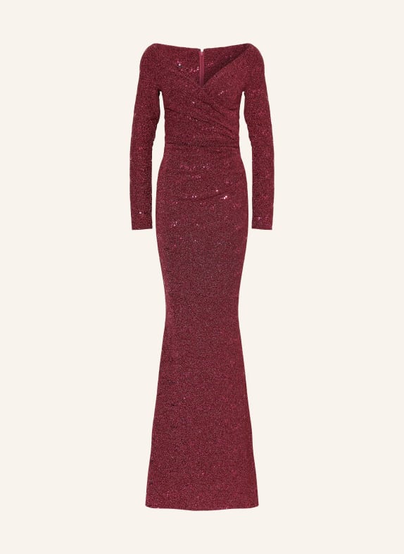 TALBOT RUNHOF Večerní šaty s třpytivou přízí a flitry 344 CRANBERRY
