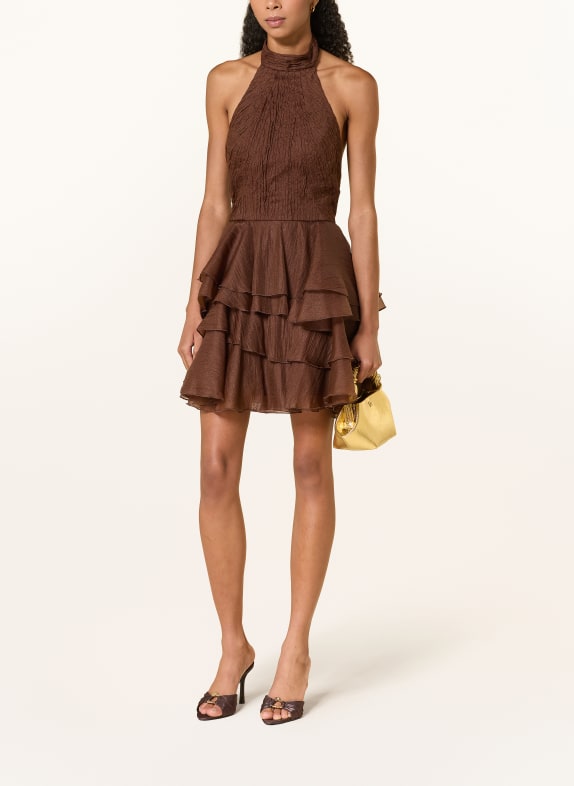 Aje. Cocktailkleid FAYETTE mit Volants DUNKELBRAUN