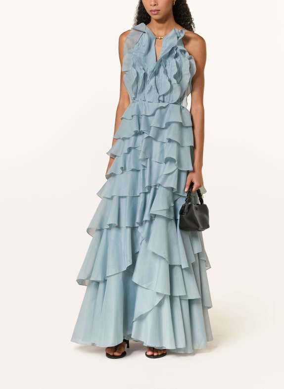 Aje. CLEO Evening Dress with Flounces TEAL