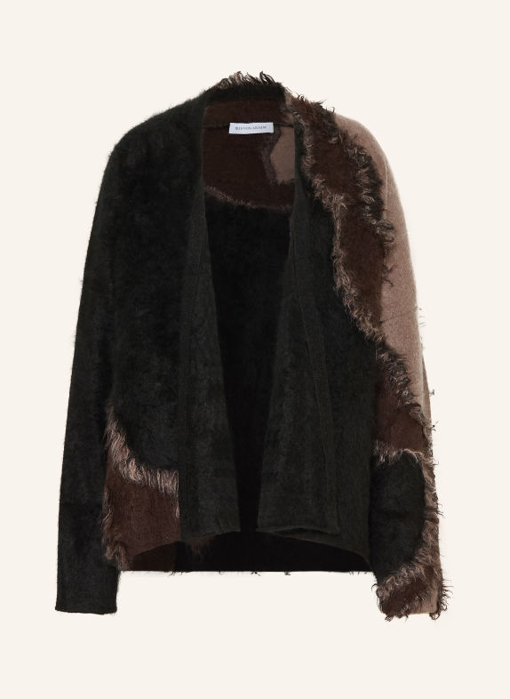 IRIS von ARNIM Gilet ouvert en maille TINAJA en cachemire NOIR / MARRON FONCÉ / BEIGE
