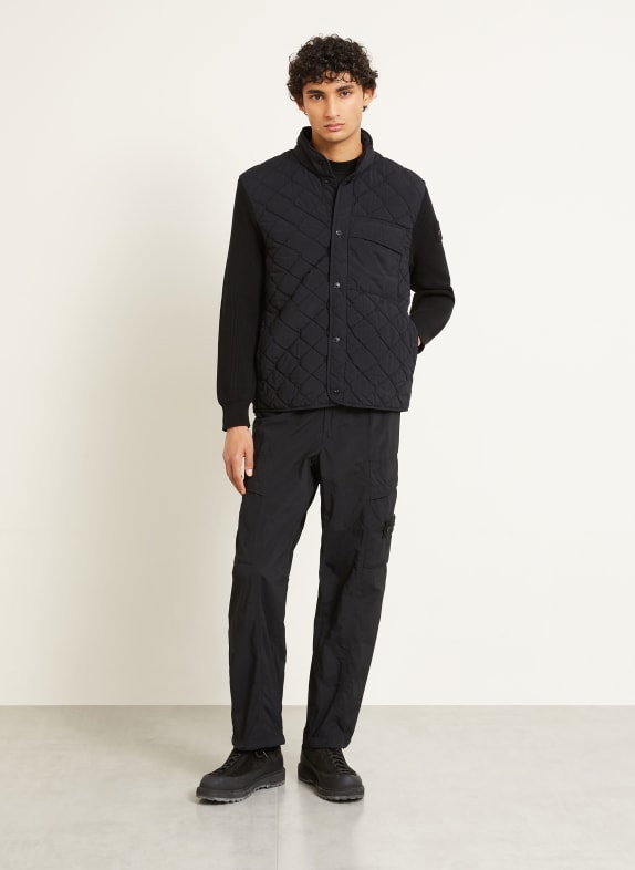 STONE ISLAND Gewatteerde jas GHOST in een mix van materialen ZWART