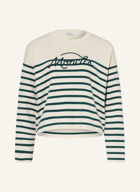 MONCLER Pullover CREME / DUNKELGRÜN