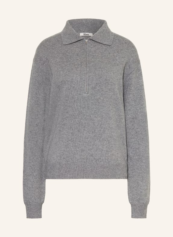 Rhea. Half-zip sweater with cashmere GRAY