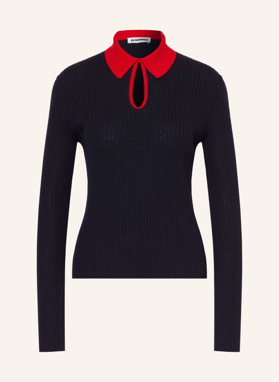 JIL SANDER Koszulka polo z dzianiny GRANATOWY / CZERWONY