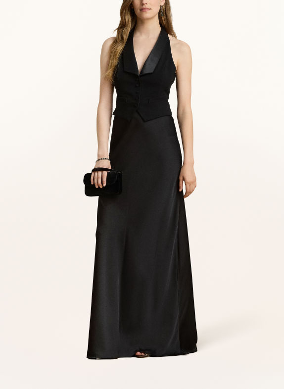 LAUREN RALPH LAUREN Abendkleid im Materialmix SCHWARZ
